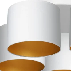 Deckenleuchte Weiß Gold Stoff Metall E27 rund Ø58 cm