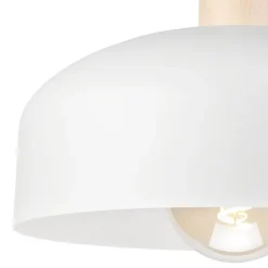 Deckenleuchte Weiß Metall Holz Ø 30 cm klein E27 Skandinavisch