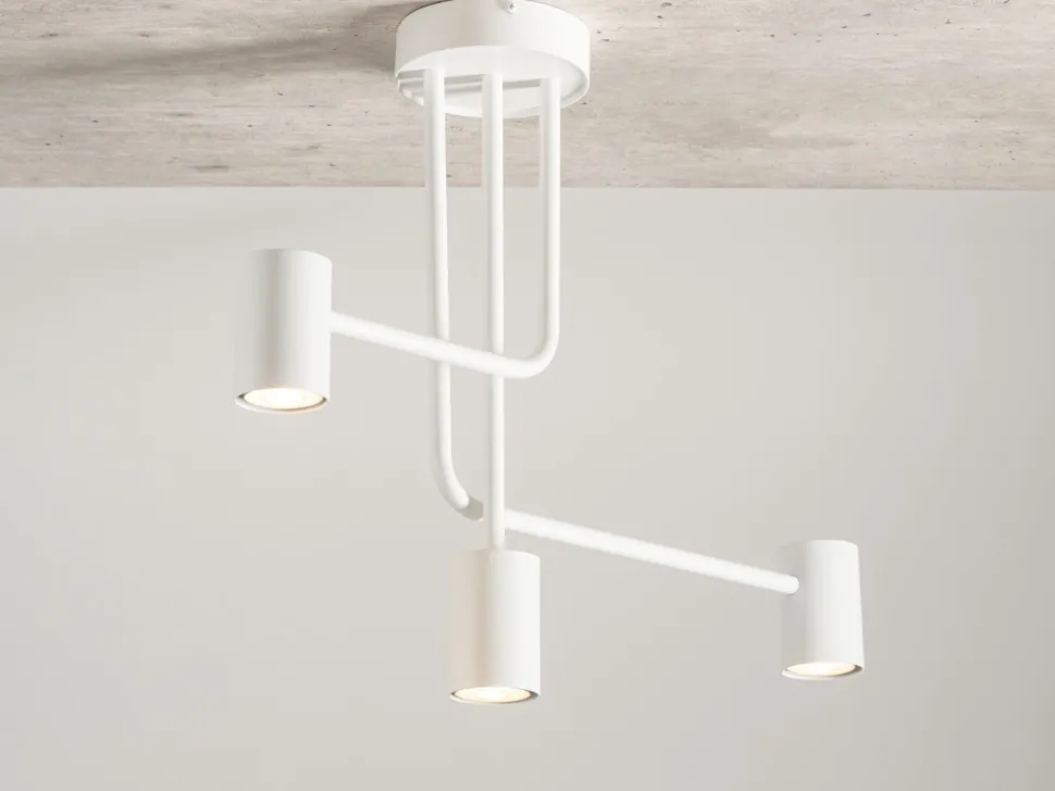 Deckenleuchte Weiß Metall GU10 3-flammig akzentuiert