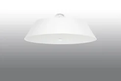 Deckenleuchte Weiß Stoff Glas rund Ø 70 cm blendarm