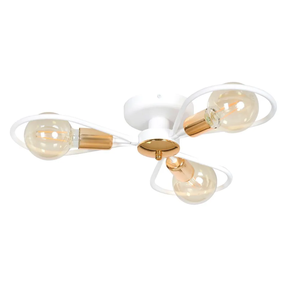 Deckenleuchte Wohnzimmer Metall Weiß Kupfer 3 flmg