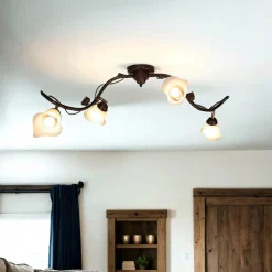 Deckenleuchte Wohnzimmer Shabby Braun Floral