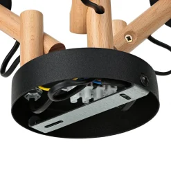 Deckenleuchte Wohnzimmer 3-flammig Leinen Holz Metall