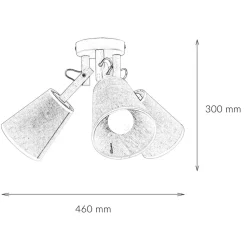 Deckenleuchte Wohnzimmer 3-flammig Leinen Holz Metall