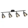 Deckenspot 4-flammig B: 83 cm Schwarz Rauchgrau E14