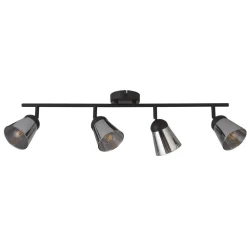 Deckenspot 4-flammig B: 83 cm Schwarz Rauchgrau E14