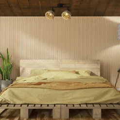 Deckenspot 2-flammig E14 Schwarz Natur Bambus Holz Metall