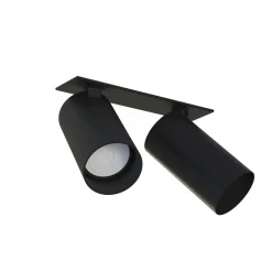 Deckenspot 2-flammig GU10 Schwarz Metall Unterputz