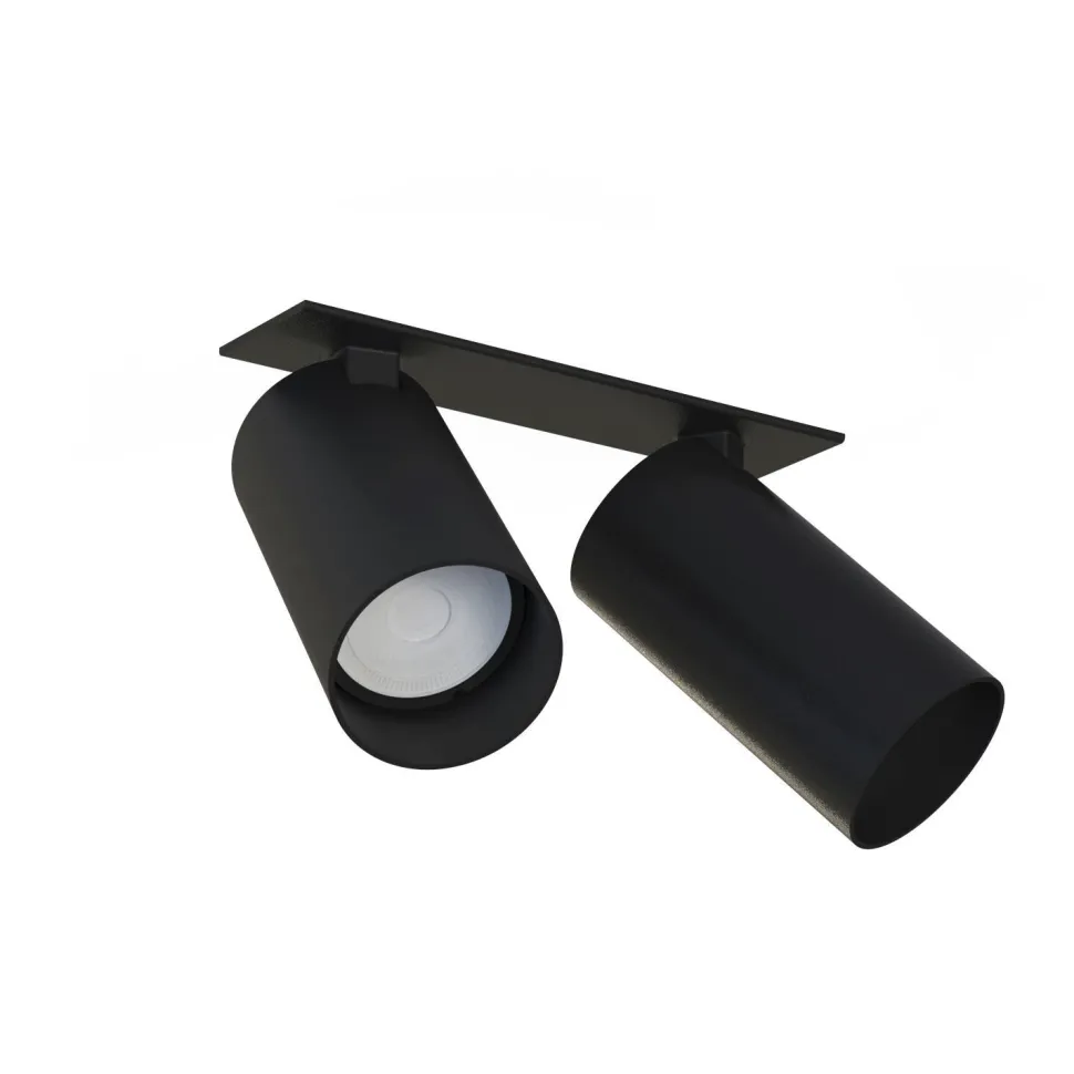 Deckenspot 2-flammig GU10 Schwarz Metall Unterputz