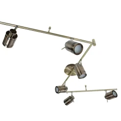 Deckenspot 6-flammig IP44 GU10 in Messing Antik Metall Bad