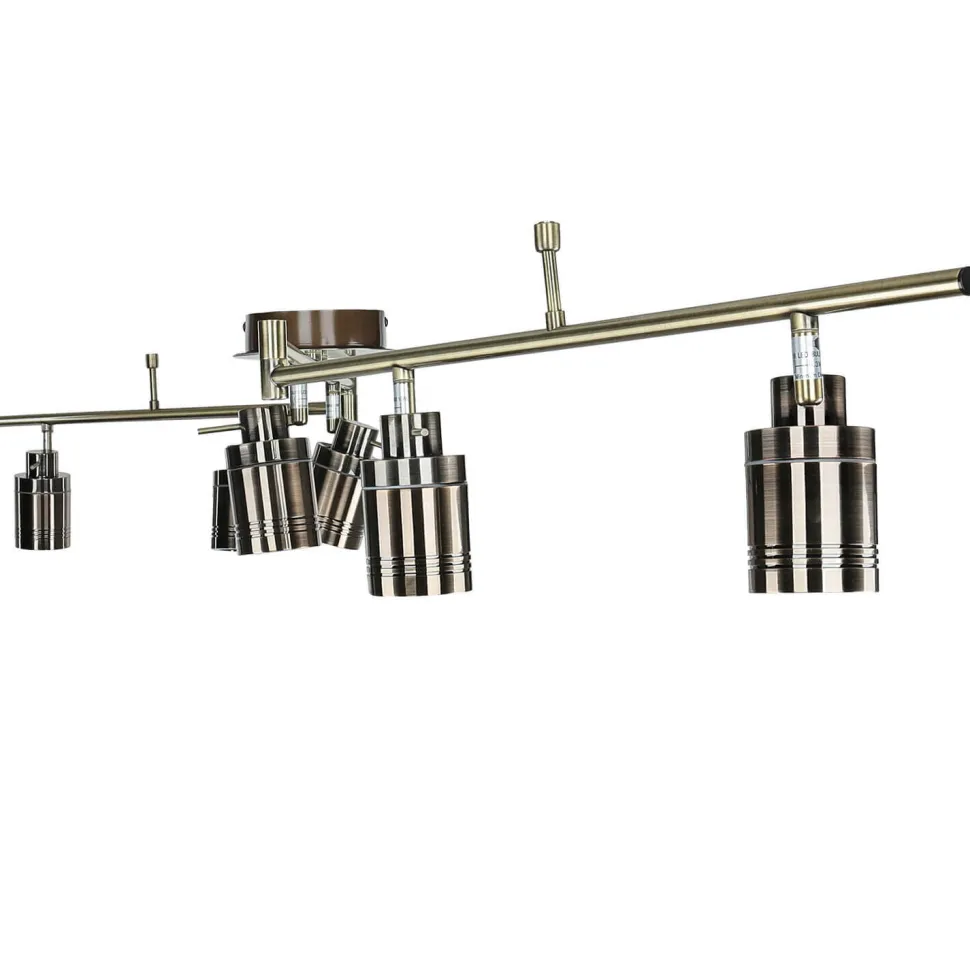 Deckenspot 6-flammig IP44 GU10 in Messing Antik Metall Bad