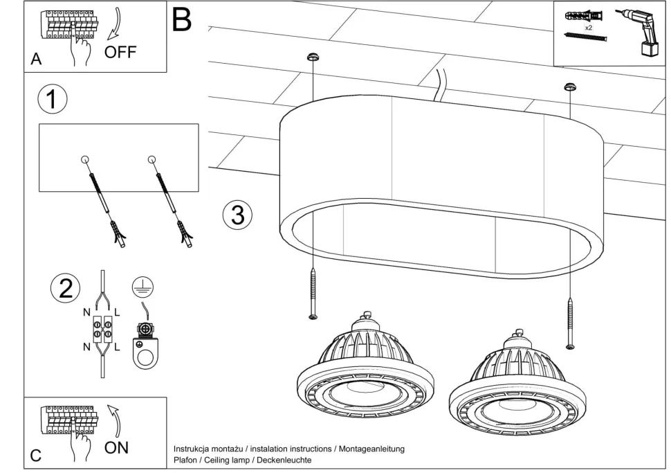 Deckenspot 2-flammig klein Modern Holz wohnlich DIWO