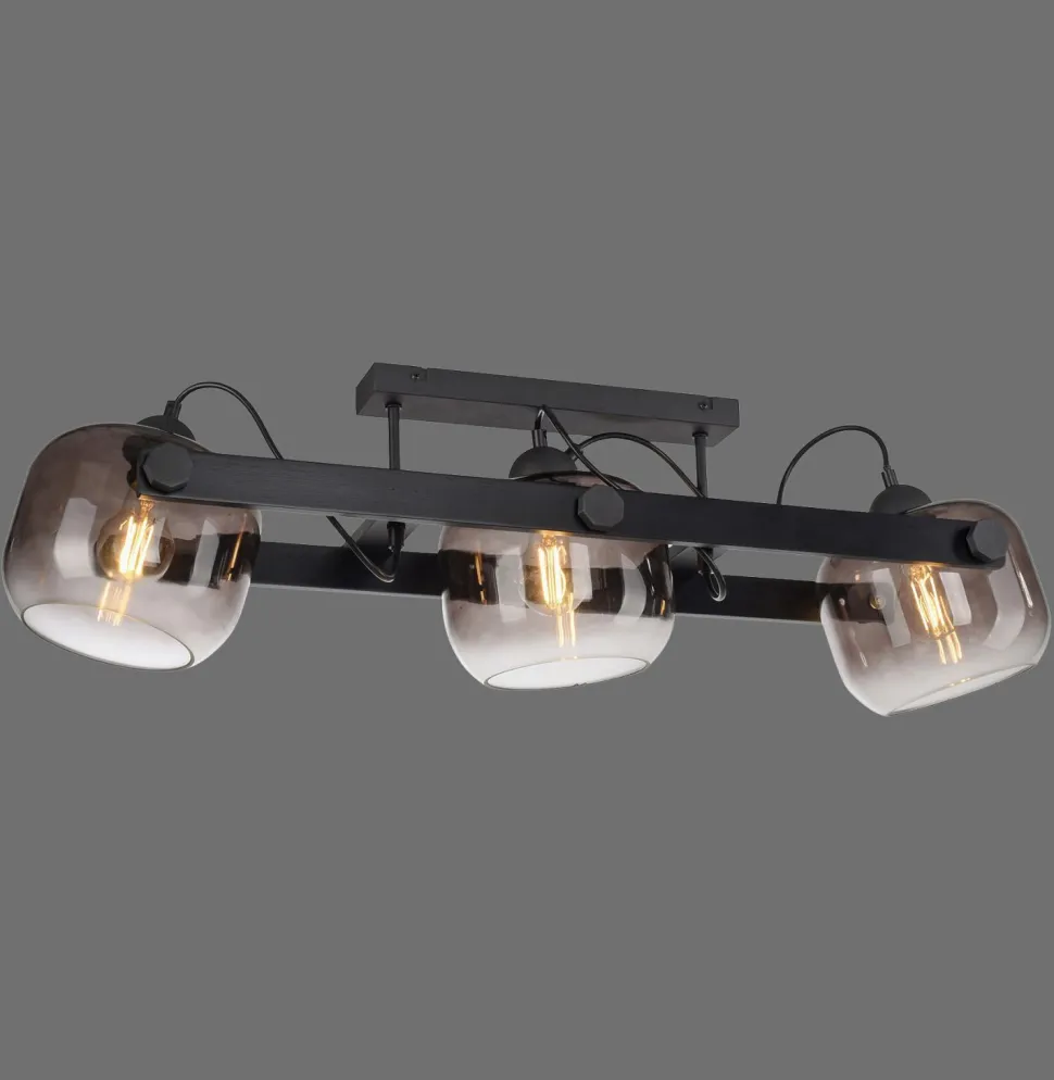 Deckenspot Glas Metall E27 90 cm 3-flammig schwenkbar