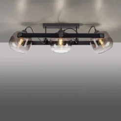 Deckenspot Glas Metall E27 90 cm 3-flammig schwenkbar