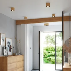 Deckenspot Holz Ø 14 cm H: 10 cm klein GU10 DIWO