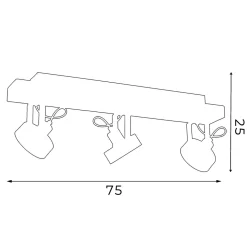Deckenspot Holz Metall Schwarz L:75 cm GU10 verstellbar