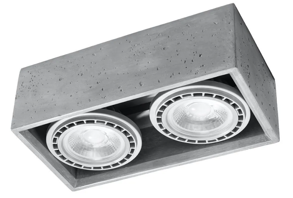 Deckenspot innen Beton 27 cm lang eckig 2-flammig GU10