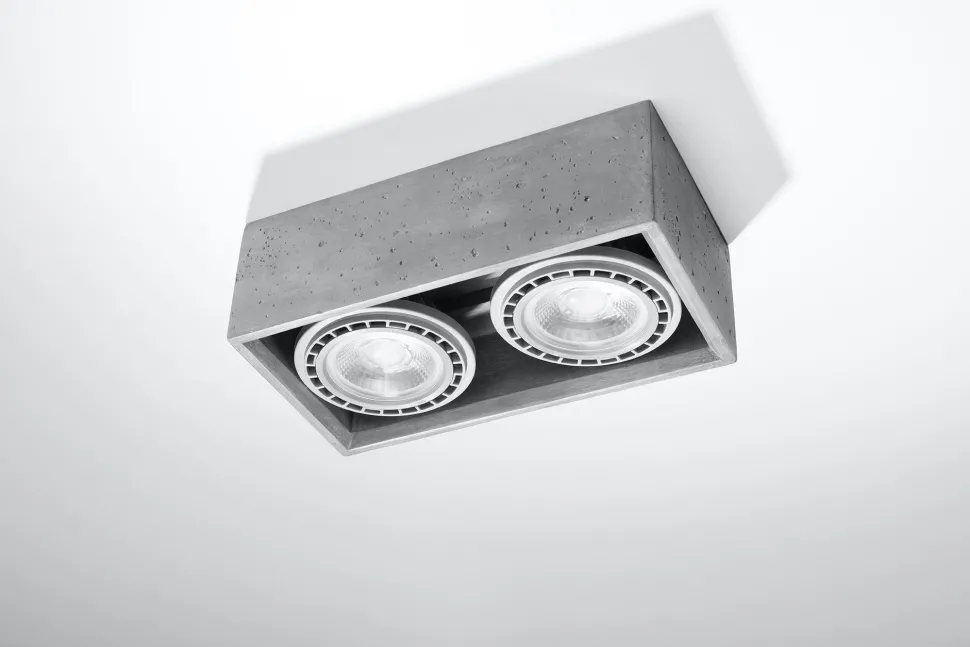 Deckenspot innen Beton 27 cm lang eckig 2-flammig GU10