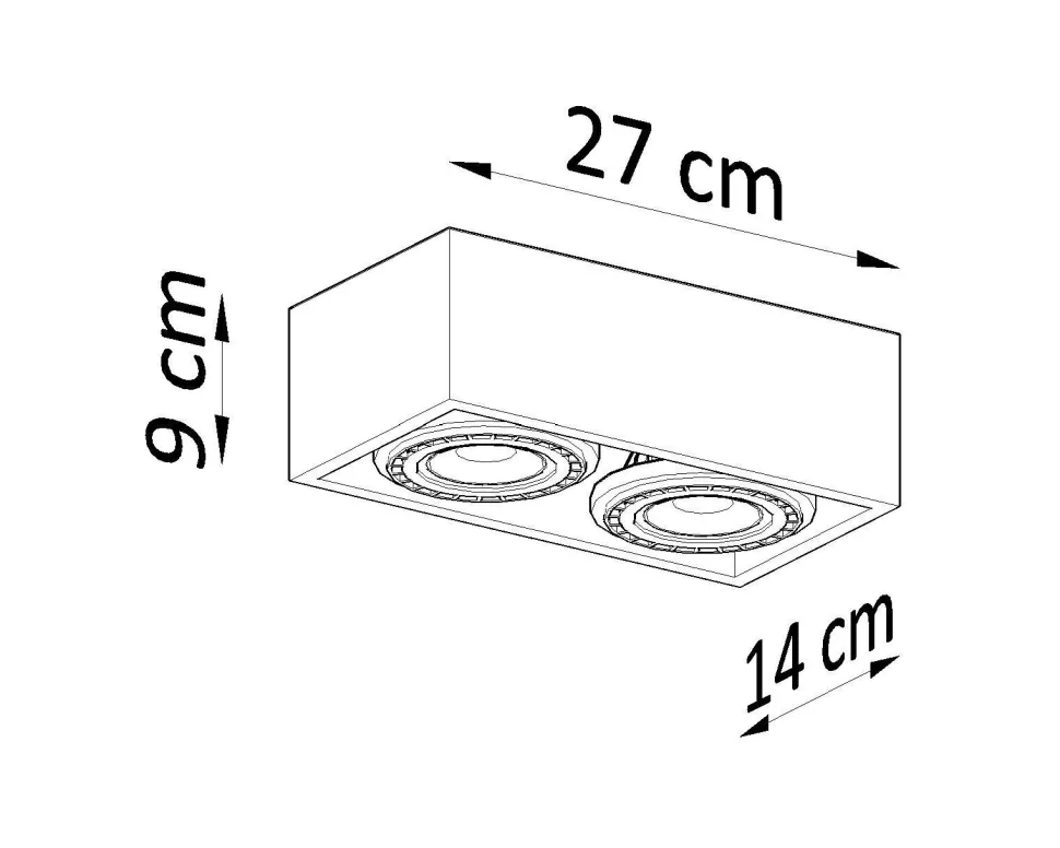 Deckenspot innen Beton 27 cm lang eckig 2-flammig GU10