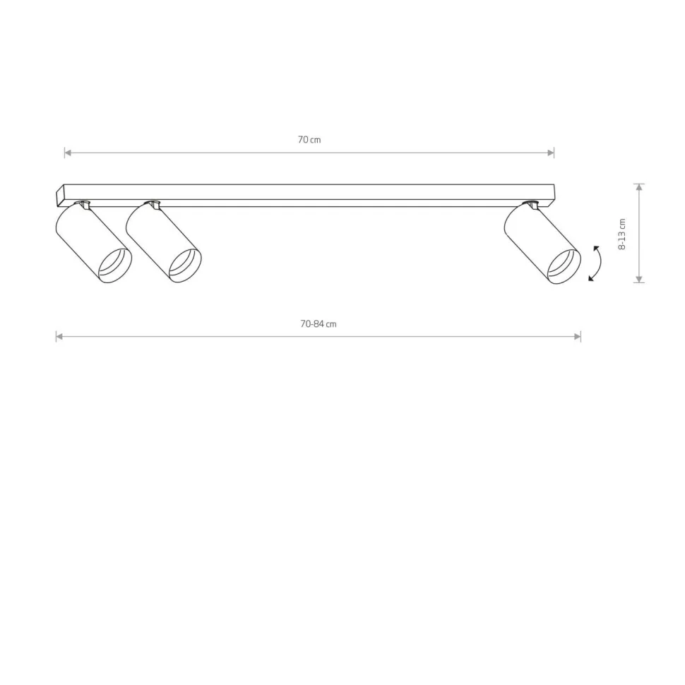 Deckenspot länglich 70 cm 3-flammig GU10 in Weiß Gold