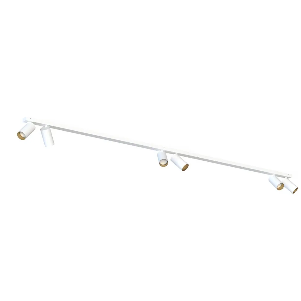 Deckenspot Modern 200 cm lang 6-flammig GU10 in Weiß Gold