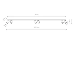 Deckenspot Modern 200 cm lang 6-flammig GU10 in Weiß Gold