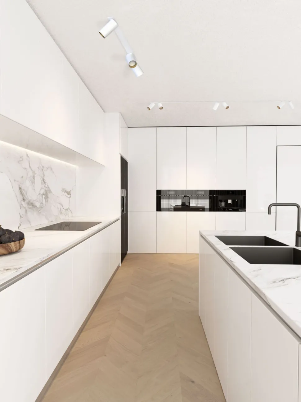 Deckenspot Modern 200 cm lang 6-flammig GU10 in Weiß Gold