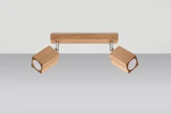 Deckenspot Modern Holz 2-flammig 30 cm lang GU10 wohnlich