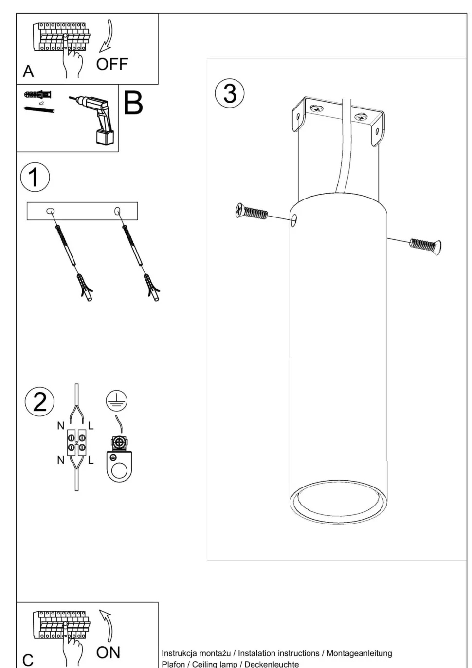 Deckenspot Schwarz 20 cm hoch Ø 6 cm schmal GU10 Metall