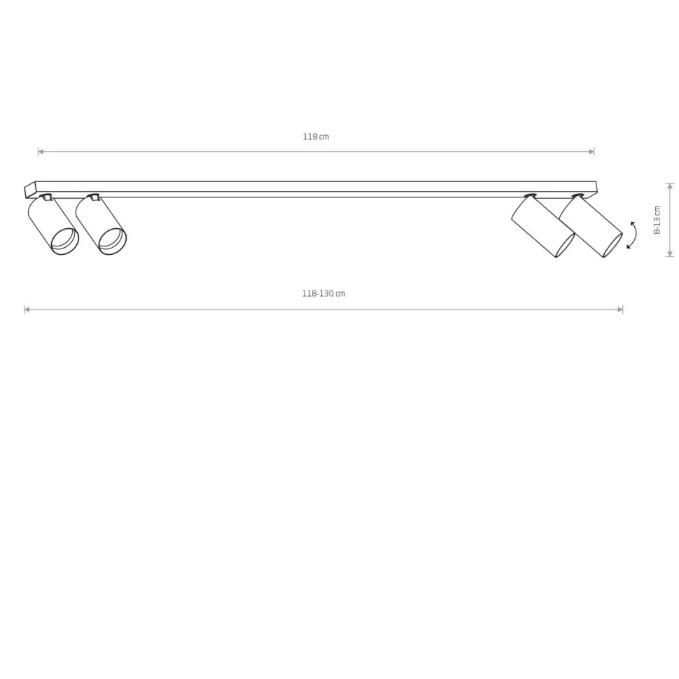 Deckenspot schwenkbar 118 cm lang 4x GU10 Schwarz Messing