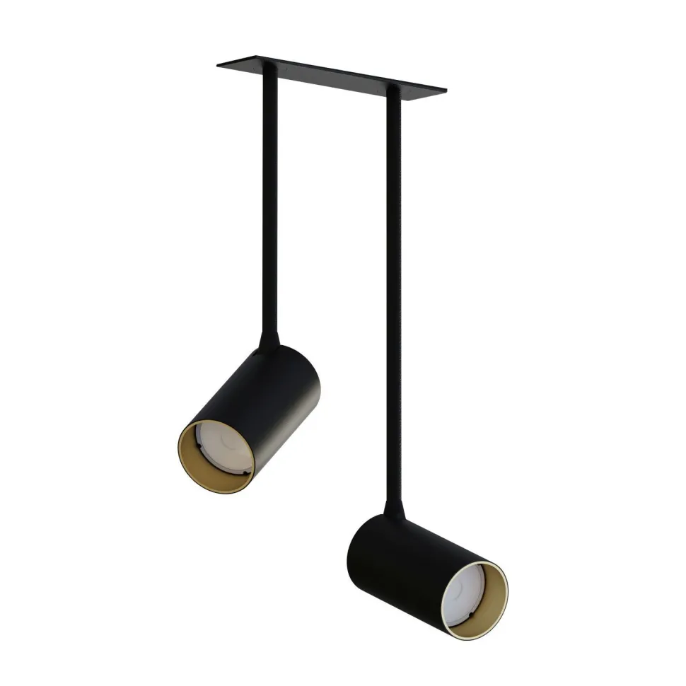 Deckenspot Unterputzmontage 2-flammig GU10 in Schwarz Gold