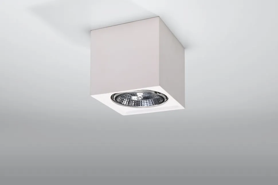 Deckenspot Weiß Keramik H: 14 cm klein bemalbar Würfel