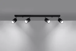 Deckenstrahöer Schwarz Chrom 81 cm lang schmal 4-flammig