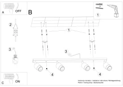 Deckenstrahöer Schwarz Chrom 81 cm lang schmal 4-flammig