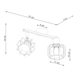Deckenstrahöer Schwarz schwenkbar 2-flammig E14 Retro