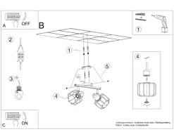 Deckenstrahöer Schwarz schwenkbar 2-flammig E14 Retro