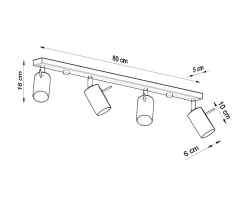 Deckenstrahler Chrom 80 cm lang 4-flammig länglich