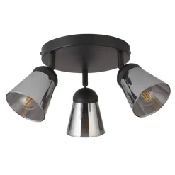 Deckenstrahler 3-flammig Ø 42 cm Schwarz Rauchgrau E14
