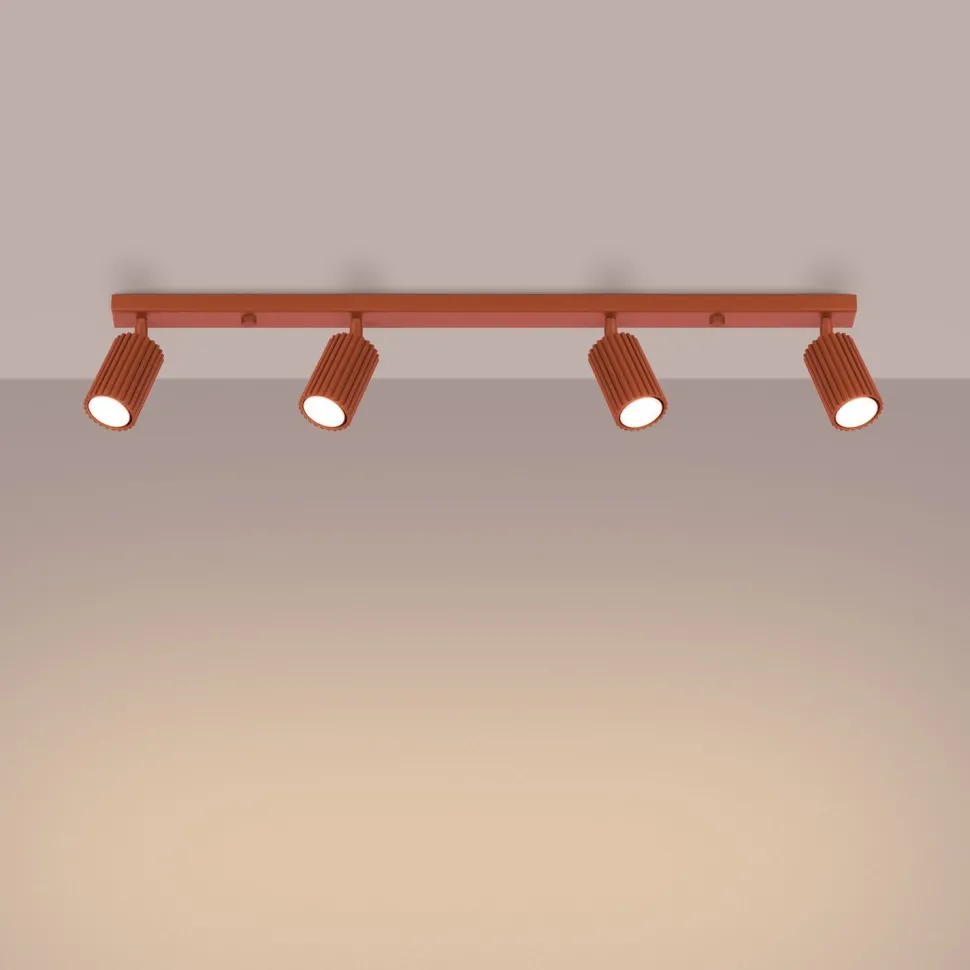 Deckenstrahler 4-flammig 81 cm lang schwenkbar GU10 Rot