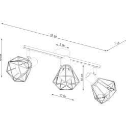 Deckenstrahler 3-flammig E27 Weiß 52 cm Retro verstellbar