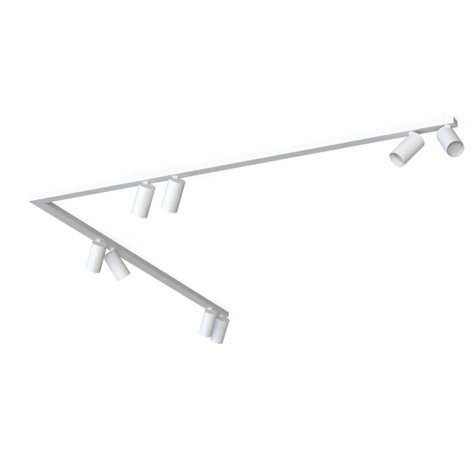 Deckenstrahler 8-flammig GU10 2x 1,5 m Weiß Metall verstellbar