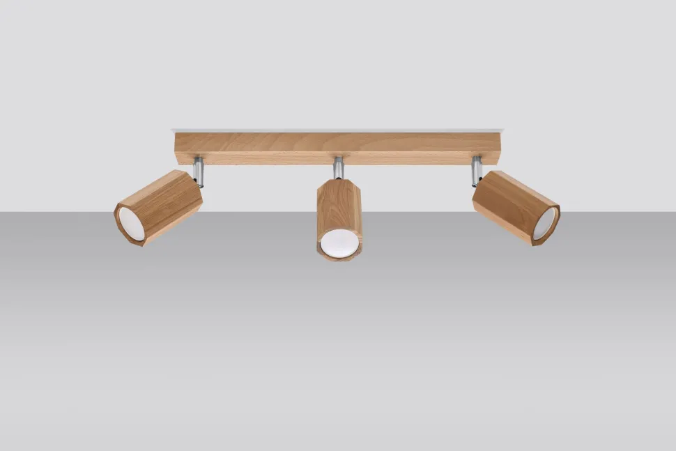 Deckenstrahler 3-flammig GU10 schwenkbar B: 45 cm Holz