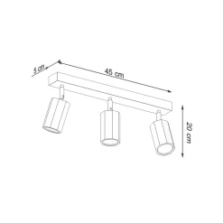 Deckenstrahler 3-flammig GU10 schwenkbar B: 45 cm Holz