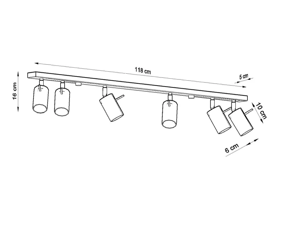 Deckenstrahler 6-flammig GU10 118 cm Chrom Metall