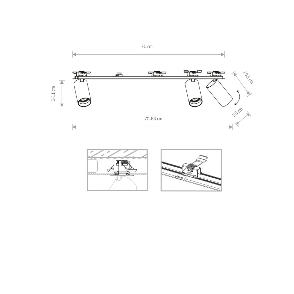 Deckenstrahler 3-flammig GU10 Schwarz Metall Unterputz