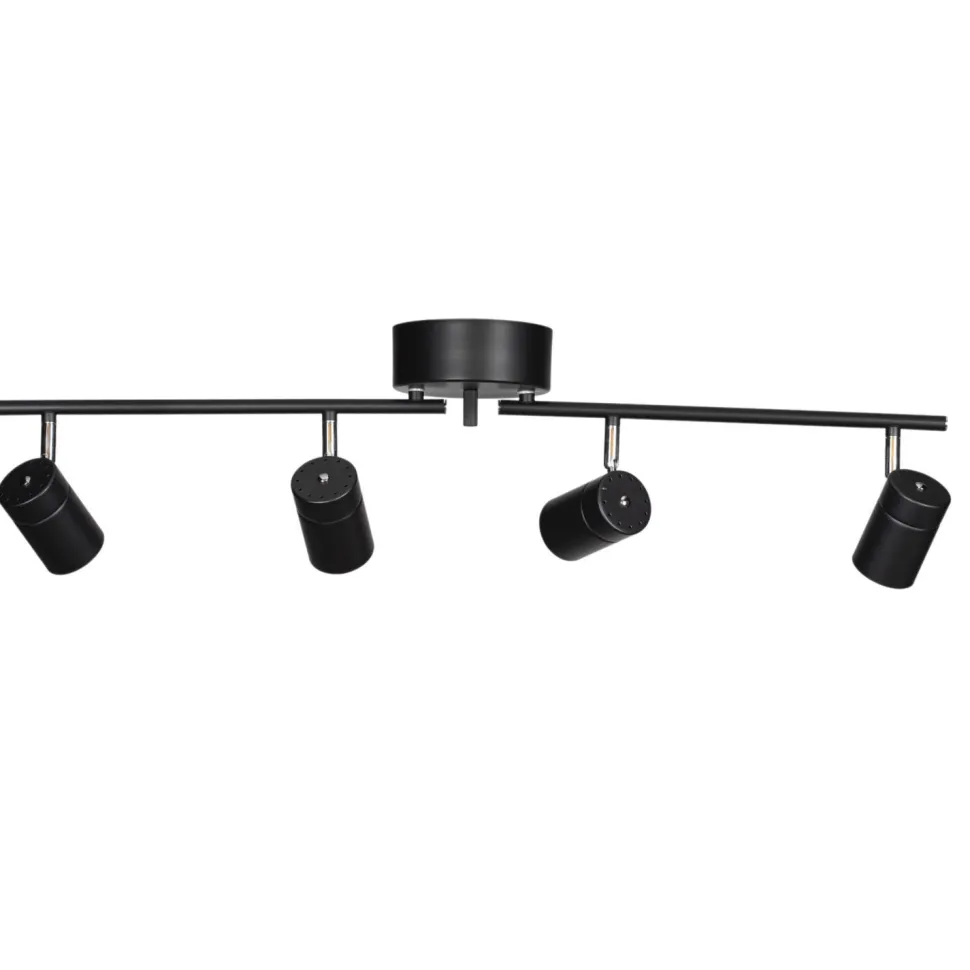 Deckenstrahler 4-flammig GU10 83 cm lang Schwarz Metall