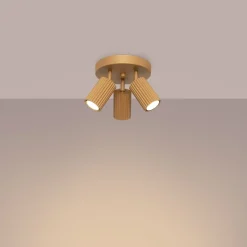 Deckenstrahler 3-flammig GU10 Ø 19,5 cm klein rund in Gold