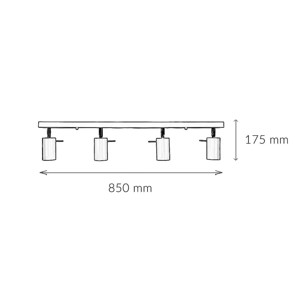 Deckenstrahler 4-flammig GU10 80 cm lang Schwarz Metall
