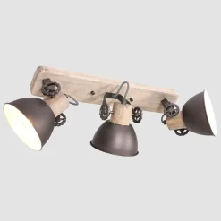 Deckenstrahler 3-flammig Holz Metall 59 cm E27 flexibel
