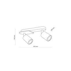 Deckenstrahler 2-flammig Metall Holz Schwarz Natur 35 cm